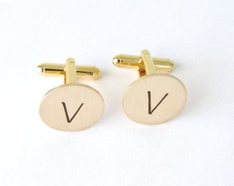 Mens Gold Cuff Links Monogrammed Circle CuffLinks Groomsmen Gift Groom Gift Custom Bridal gift Custom Cufflinks Father of the Bride