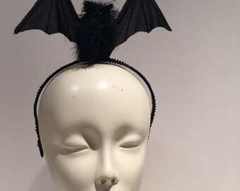 Bat Headband- Bat Hair Accessory -Bat Costume- Black Bat- Bat Girl- Batman- Halloween- Vampire -Bat women