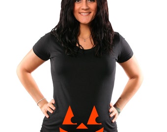 Pumpkin Belly Maternity T-Shirt Funny Pregnancy Halloween Costume Baby Announcement Shower Party Humor Gag Gift Tee Shirt Tshirt S-3XL