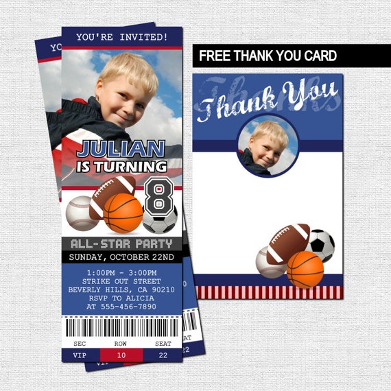 Sports Ticket Party Invitations 1