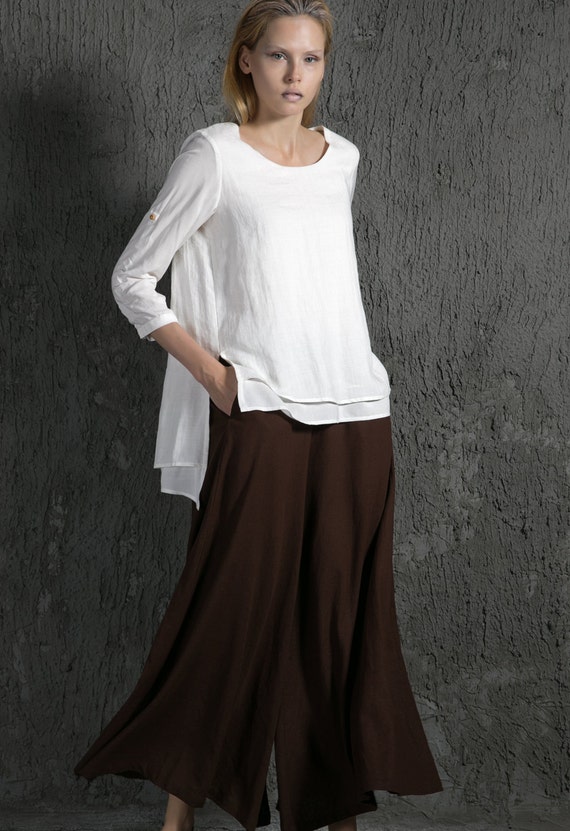 White Linen Shirt With Longer Backswing C633