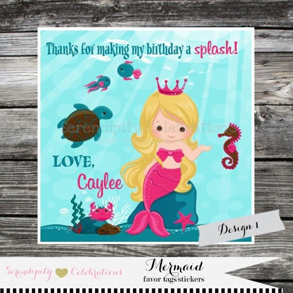 DIY Printable Favor Tags Lovely Mermaid Thank You Tag Gift