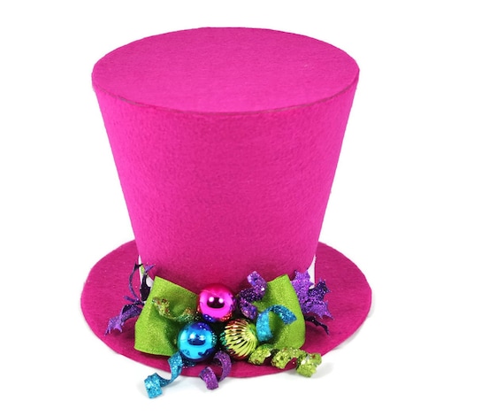 Bright Pink Top Hat Tree Topper