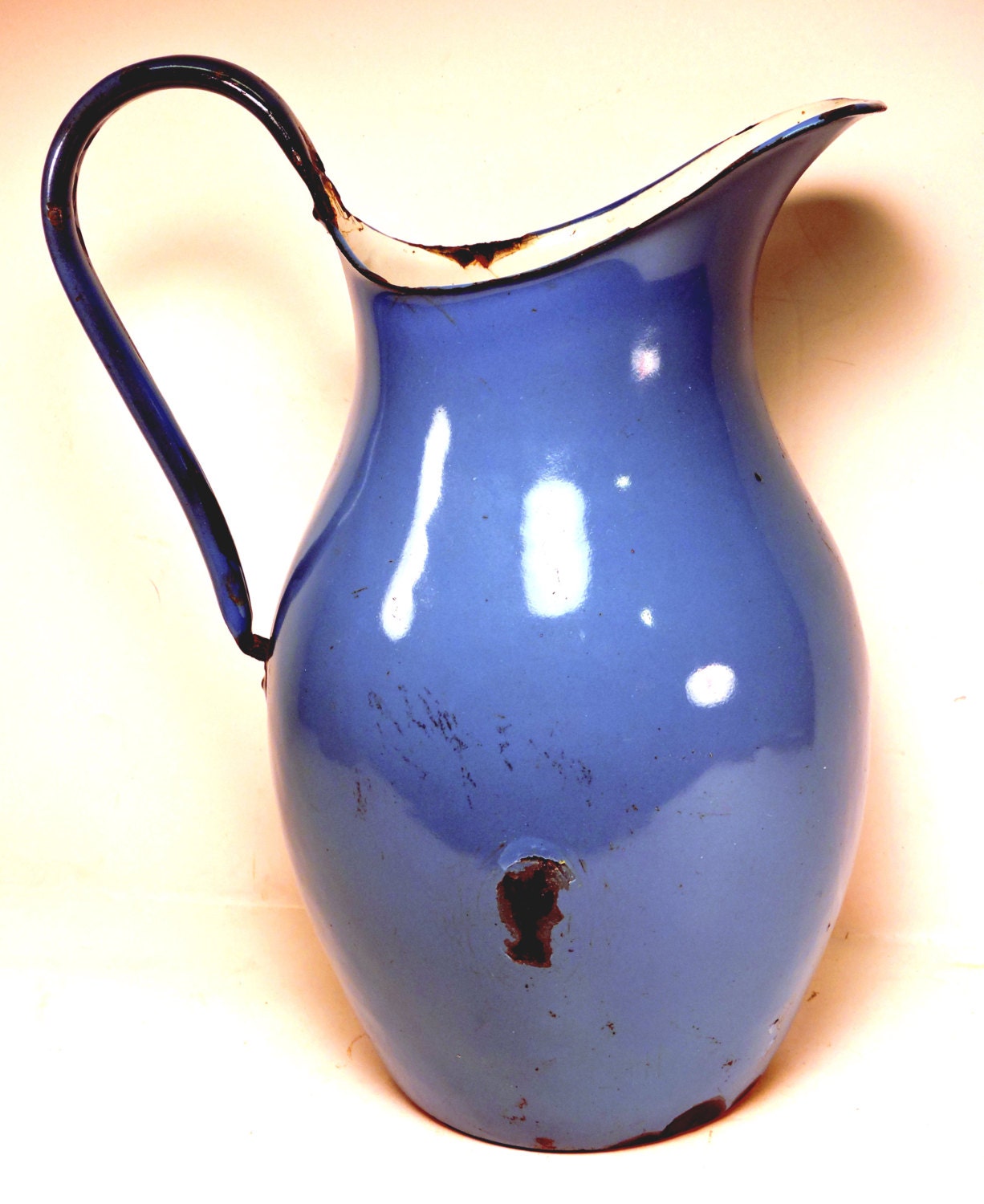 Graniteware Pitcher Vintage Enamel Ware Pitcher Rustic Robins