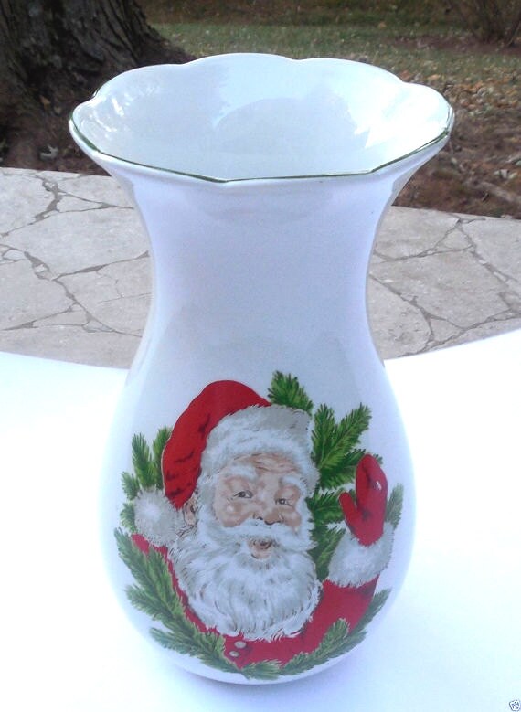 Christmas Decor Christmas Vase Santa Vase Santa Clause White