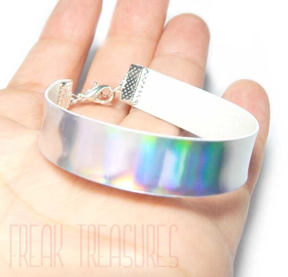 Rainbow holographic bracelet Kawaii soft grunge pastel goth