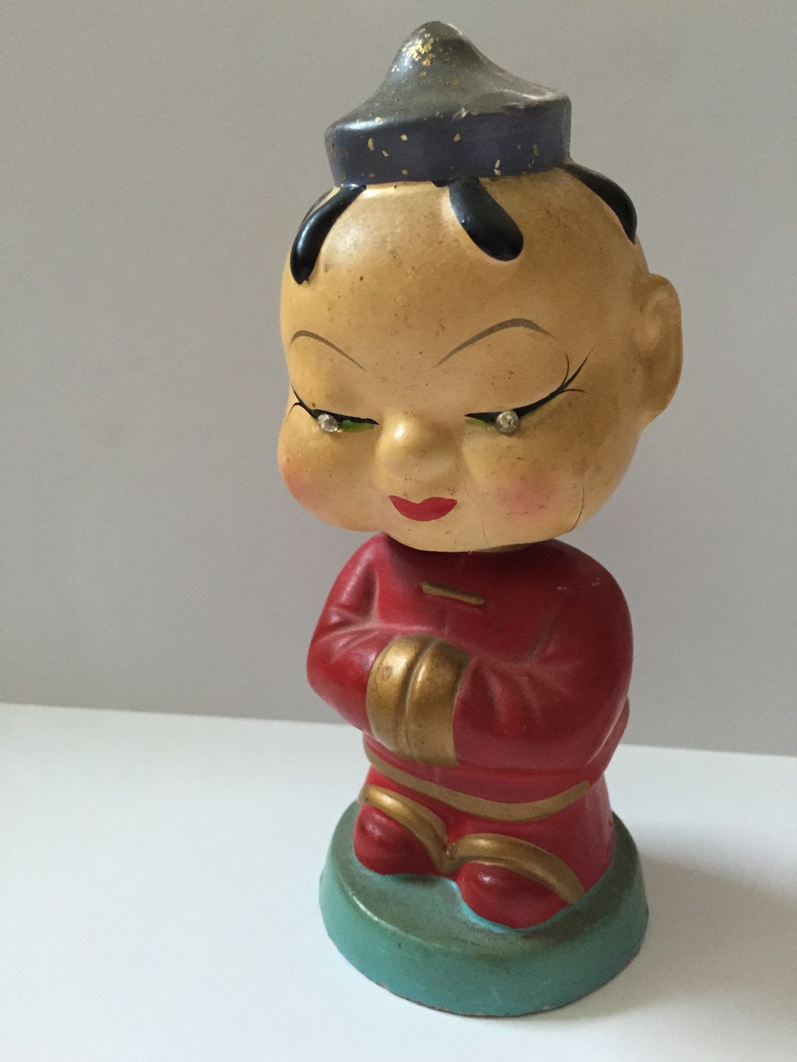 Vintage Asian Bobble Head Figure Made In