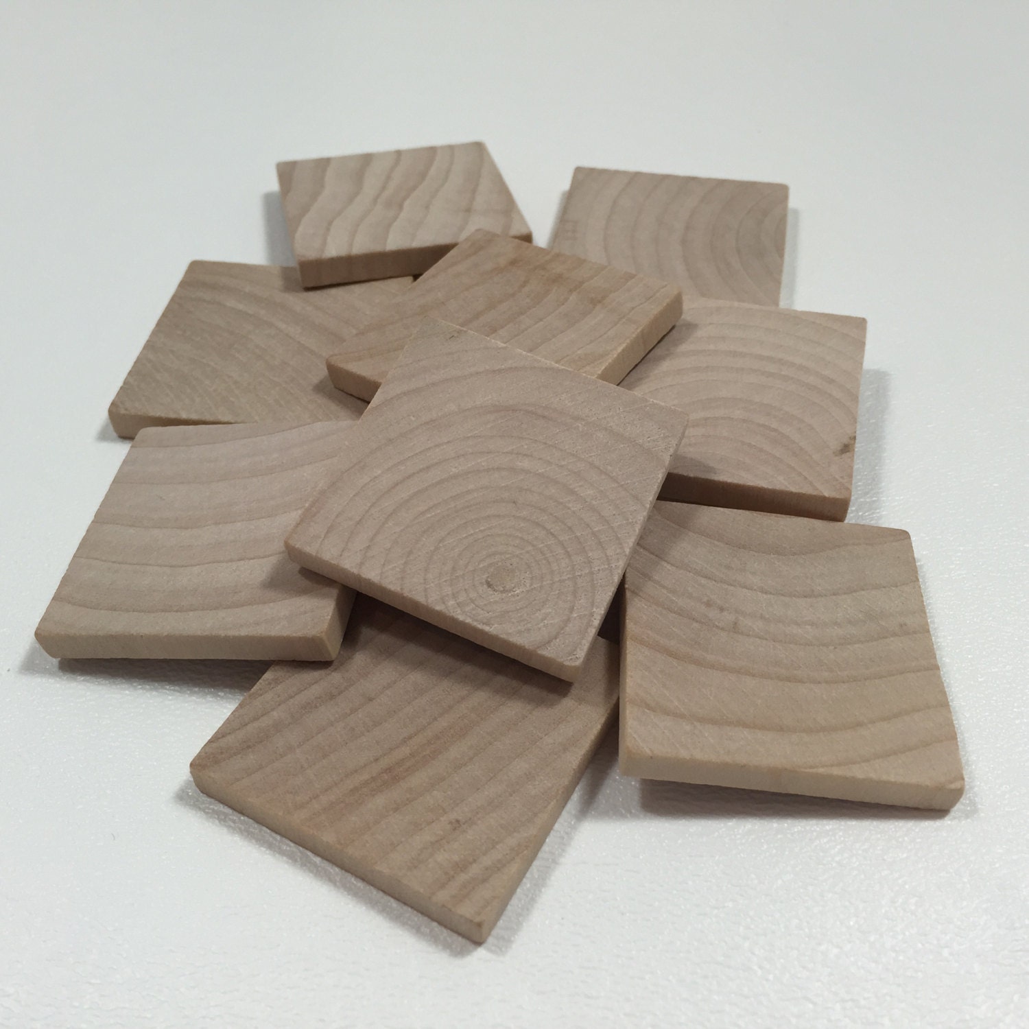 1 1/2 Wood Square Set of 10 Wood Tiles Unfinished