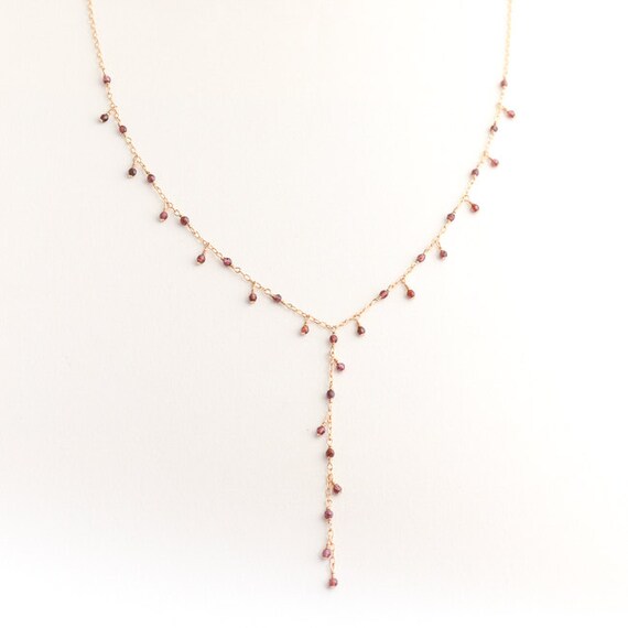 Gemstone Lariat Necklace Y Necklace Bridal by AtelyeSade