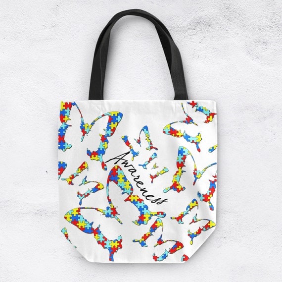 Autism Awareness Tote Bag Can be Personalized Autism by InkandRags