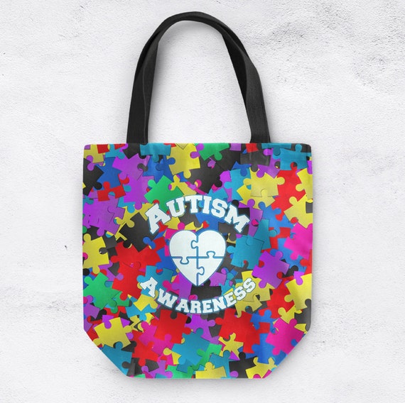 Autism Awareness Tote Bag Can be Personalized Autism by InkandRags