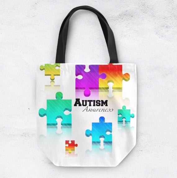 Autism Awareness Tote Bag Can be Personalized Autism by InkandRags