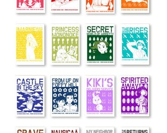 Studio Ghibli Motif Collection, Pack of 16 Prints, Anime Decor, Anime Gifts
