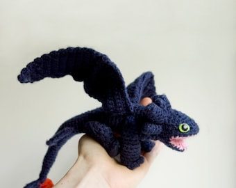 Dragon crochet pattern, Toothless amigurumi pattern, Night Fury dragon crochet doll pattern, HTTYD baby dragon amigurumi doll pattern