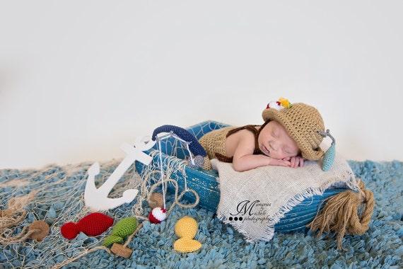 for outfit pattern crochet baby boy PATTERN Fisherman Suspenders Hat with Crochet Newborn and CROCHET