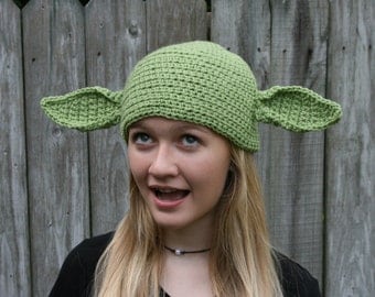 FREE SHIP Star Wars Inspired Yoda Hat with Poseable Ears - All Sizes