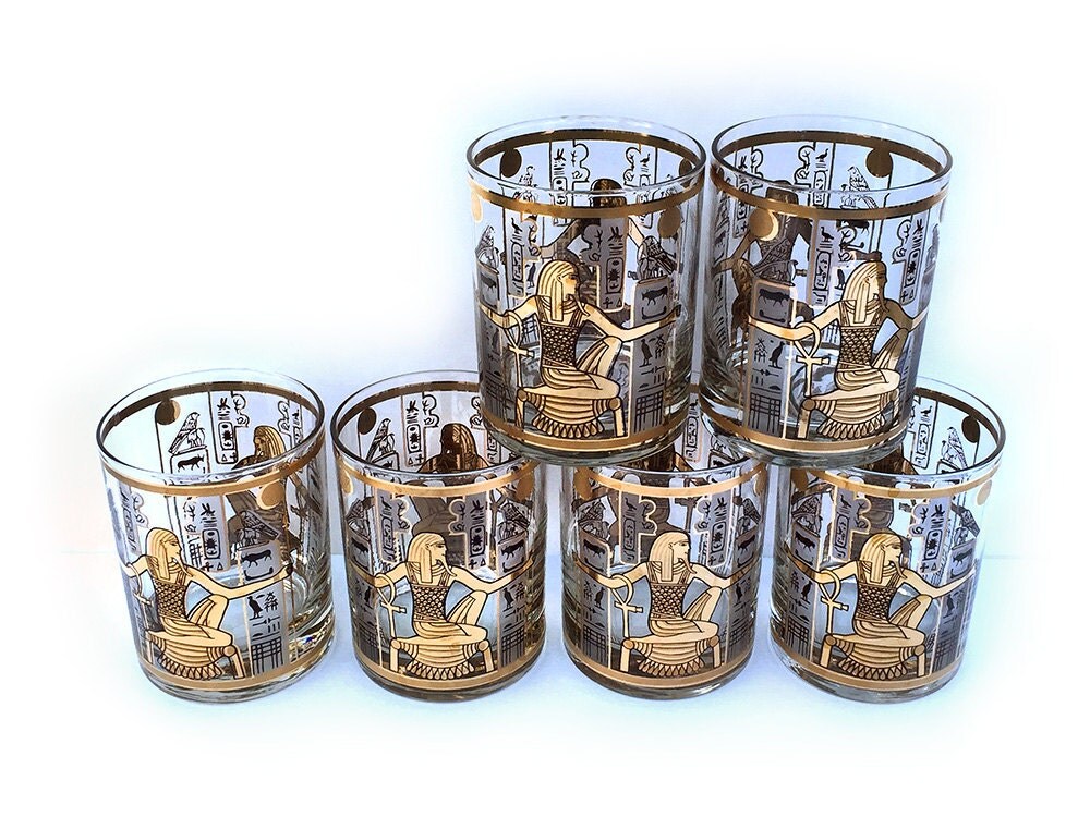 Culver Double Old Fashioned Glasses Vintage Barware 1960s