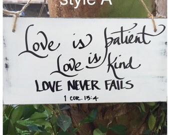 Love is patient, love is kind sign, wedding signage