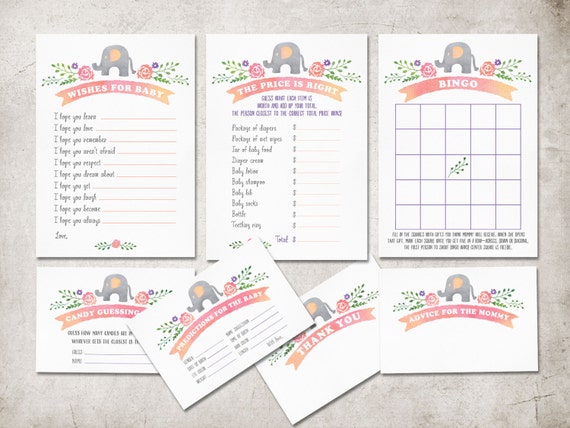 Printable Baby Shower Games Elephant Baby Shower Games Girl