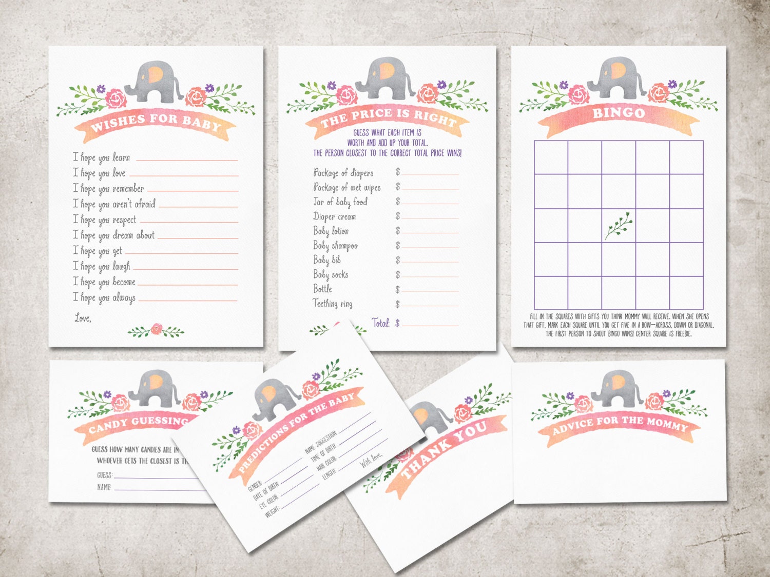 Printable Baby Shower Games Elephant Baby Shower Games Girl