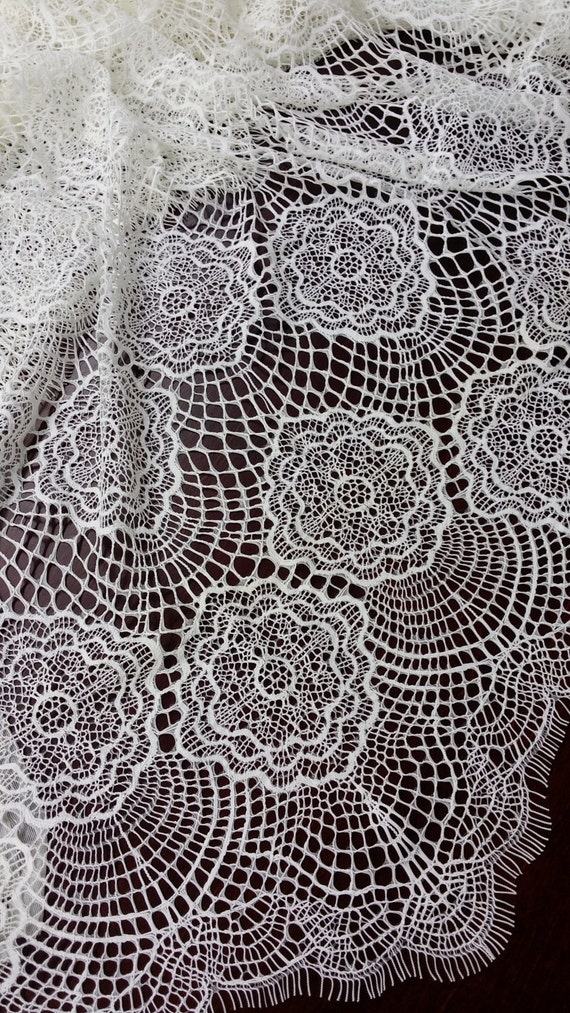 Ivory lace fabric Spanish Lace Embroidered lace Wedding