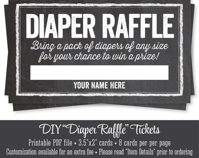 Printable Diaper Raffle Tickets - Chalkboard Baby Shower Game - Bring A Pack of Diapers - INSTANT DOWNLOAD