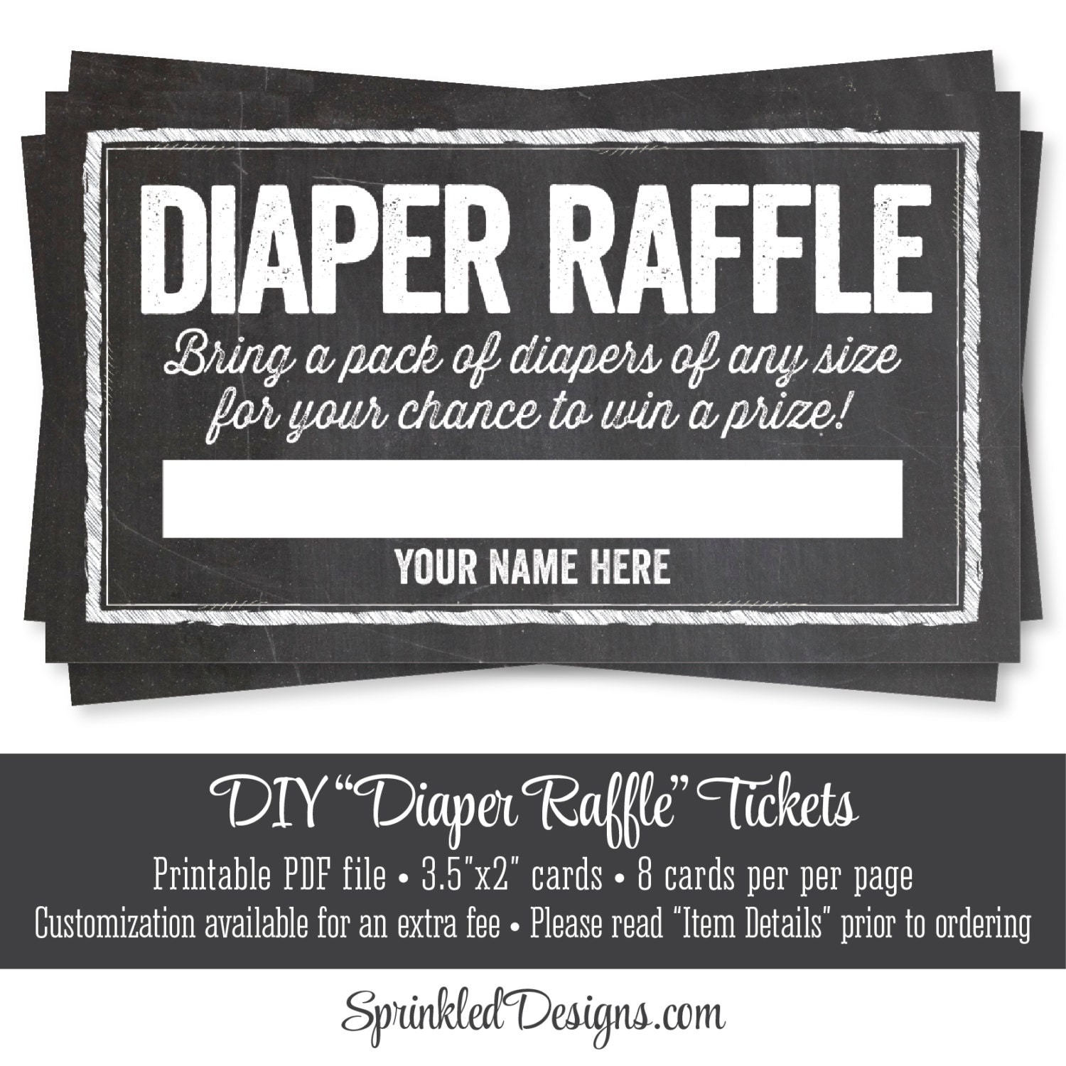 Printable Diaper Raffle Tickets Chalkboard Baby Shower Game