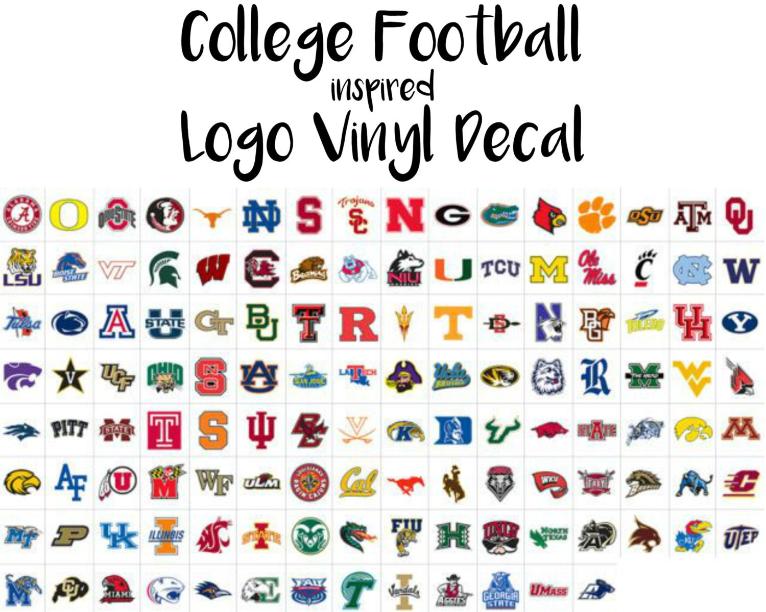 College Football Team Logo Decal Choose By Sthrnsweetheartts