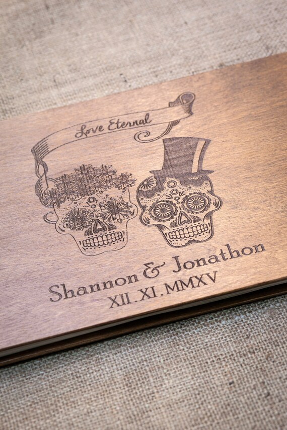 Skull Skeleton Halloween Wedding Guest Book Custom Guest