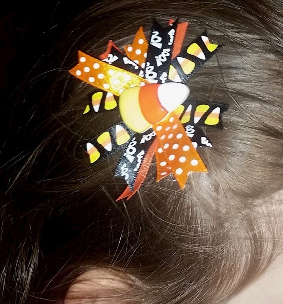 Candy Corn Halloween Hair Bow