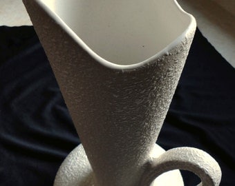 Retro 1960's Vase TALL White Splatterware Vase by China Craft USA Pottery Abstract Space Age White Vase Mid Century Modern Home Decor Gift