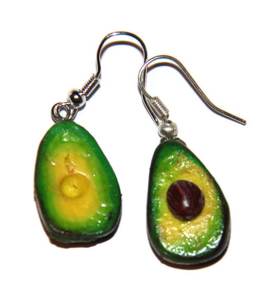 Avocado Earrings handmade avocado earrings polymer clay