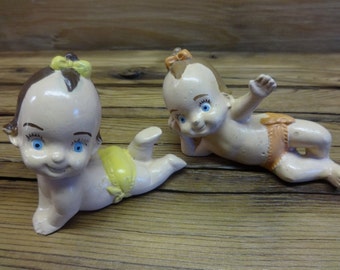 Kewpie-Like Piano Babies Vintage Ceramic