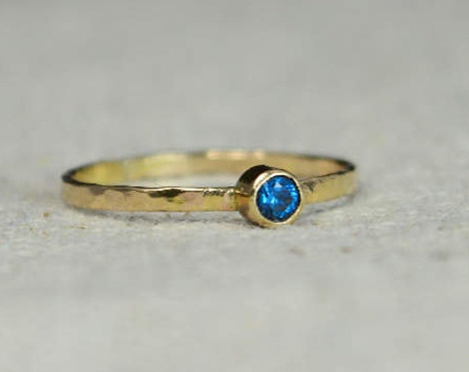 Classic 14k Gold Filled Blue Zircon Ring, Gold solitaire, solitaire ring, 14k gold filled, December Birthstone, Mothers Ring, gold band