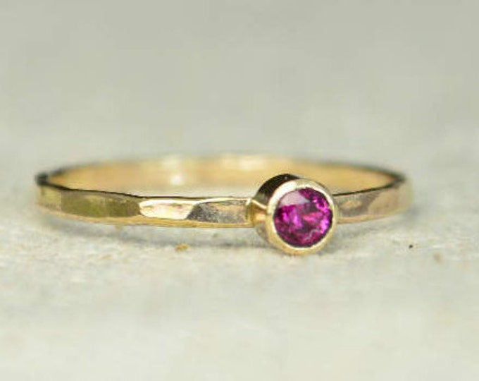 Classic 14k Gold Filled Ruby Ring, Gold solitaire, solitaire ring, 14k gold filled, July Birthstone, Mothers Ring, gold band, yellow