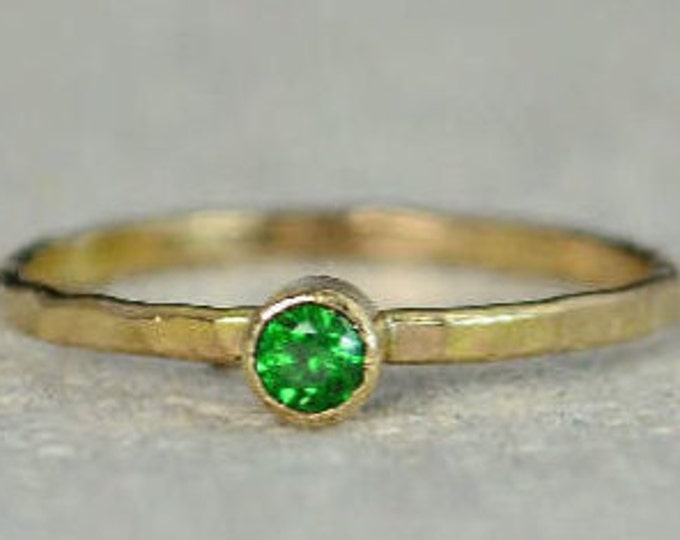 Classic 14k Gold Filled Emerald Ring, Gold Solitaire, Solitaire Ring, 14k Gold Filled, May Birthstone, Mother's Ring, Gold Band, Yellow