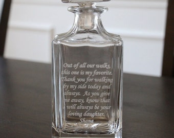 Father of the Bride Gift, Father Daughter Gift, Father in Law Gift, Father of the Groom, Personalized Engraved Decanter, Father's Day Gift