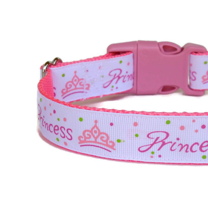 Pink Princess Girl Dog Collar Adjustable Nylon Buckle