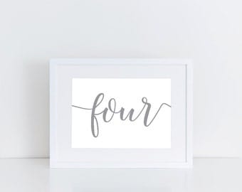 Horizontal Minimalist Calligraphy Table Numbers - Wedding Table Numbers