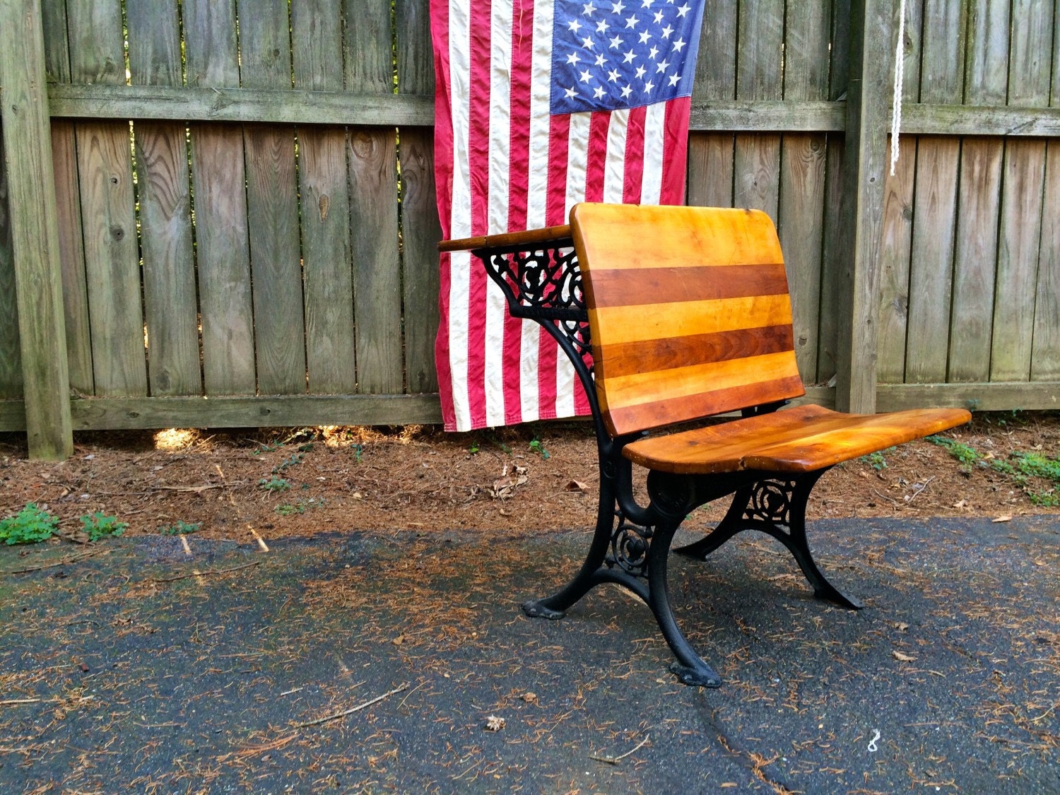 Buffalo New York School Desk wood and cast iron seat Haute Juice