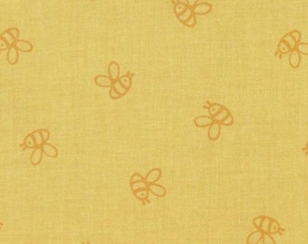 WINNIE THE POOH Fabric By the Yard, Half, Fat Quarter Honey Bee on Yellow Bumble Bee 100% Cotton Quilting Apparel Fabric t5/22