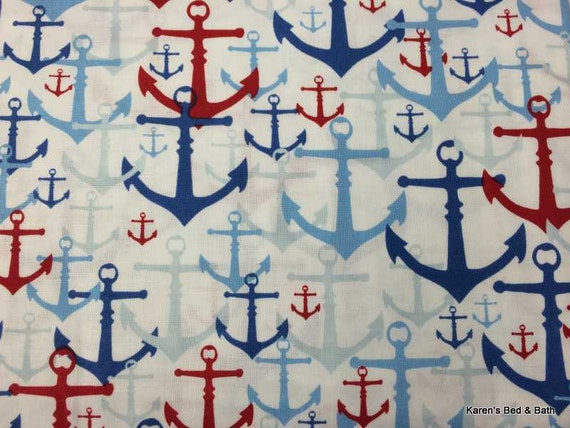 Anchor Fabric By the Yard Fat Quarter Sailor Beach Nautical