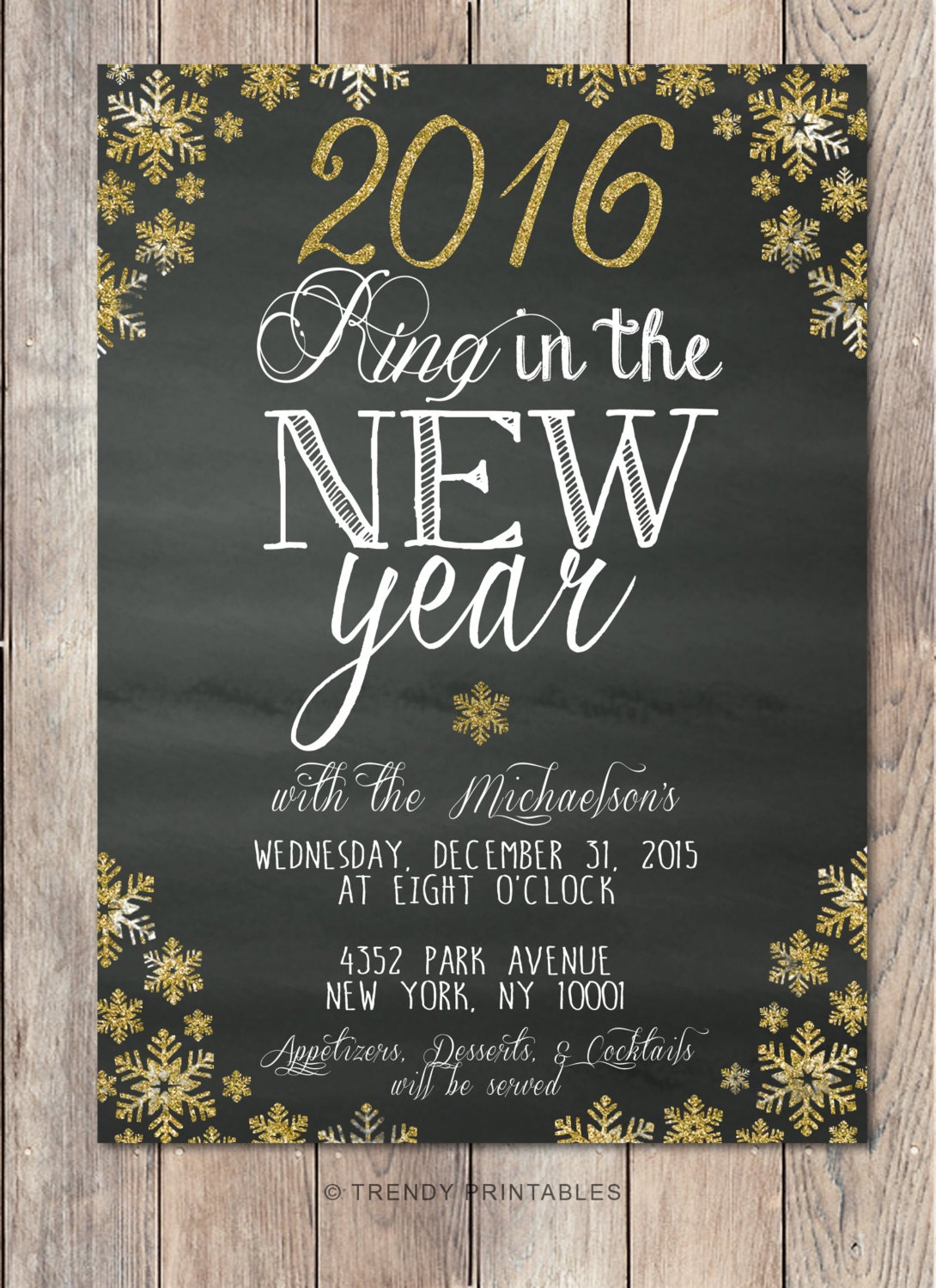 New Years Eve Party Invitation New Years by TrendyPrintables