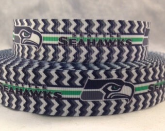 Seattle Seahawks Ribbon - Football Ribbon - 7/8" Grosgrain Ribbon by the yard, for hair bows,crafting and more! Football Ribbon - Seahawks