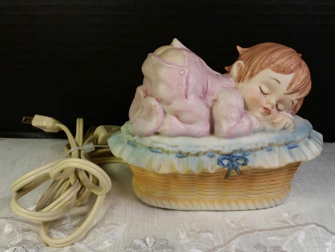 Lefton Baby Night Light Vintage Working Nursery Light Sleeping