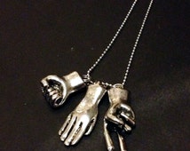 ROCK PAPER SCISSORS Charm Necklace ~ Silver Tone Fine Ball Chain ...