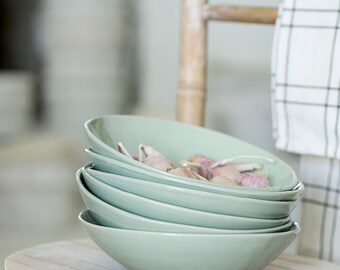 Aqua Green Ceramic Bowl, Ceramic Serving Bowl, Soup Bowl Set of 4, Ceramic Mixing Bowls, Wedding Gift