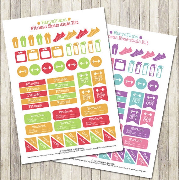 fitness printable planner stickers gym stickers for erin