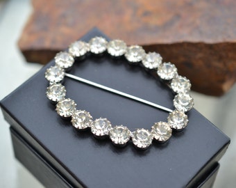 Rhinestone Scarf Slide or Buckle, very brilliant stones. Scarf Slide in large rhinestones, Sash buckle