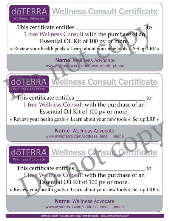 doTERRA Wellness Consult Certificate by McMillanDesign on Etsy